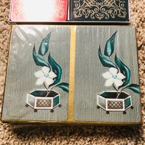 New/Vintage  Retro Mid Century Modern Double Deck of Playing Cards Flower